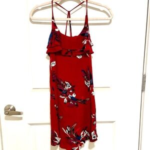LeShop Red Floral Dress Sz L